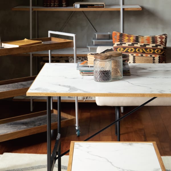 POL 2way dining table 1450 mat black marble